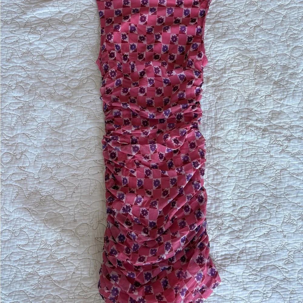 Urban Outfitters Mini Dress with Ruched Sides—Pink & Purple - Picture 6 of 8